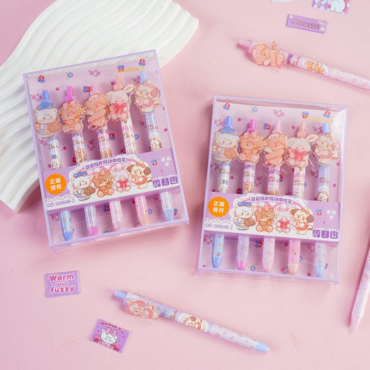 MIKKO-Sticker-Adorned-Retractable-Gel-Pen-5-Pack-Set-2